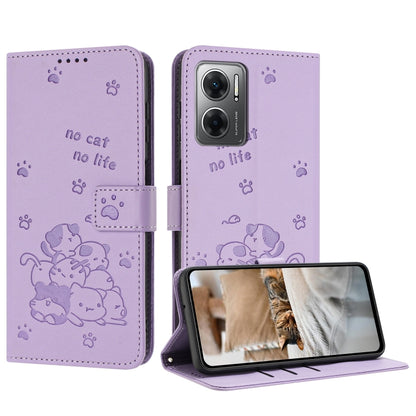 Embossed Kitten Phone Leather Case with Lanyard, For Redmi K60 Ultra, For Redmi 12 4G / Note 12R, For Redmi Note 12 Turbo, For Redmi Note 12S 4G Global, For Redmi Note 12 Pro 4G, For Redmi Note 12 4G Global, For Redmi 11A 4G Global                     ...