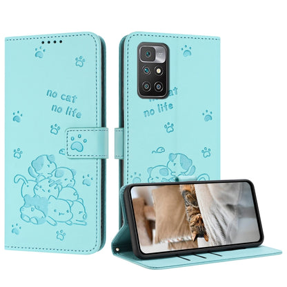 Embossed Kitten Phone Leather Case with Lanyard, For Redmi 10C 4G Global, For Redmi 10 / 10 Prime, For Redmi Note 10 Lite, For Redmi Note 10 5G / Note 10T 5G, For Redmi Note 10 Pro