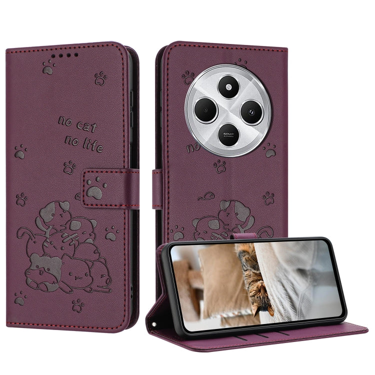 Embossed Kitten Phone Leather Case with Lanyard, For Redmi Turbo 4 / Xiaomi Poco X7 Pro, For Redmi K80 / K80 Pro, For Redmi Note 14 4G 163.25mm, For Redmi Note 14 5G, For Redmi Note 14 Pro 5G, For Redmi 14C 4G, For Redmi 13 4G / 5G / Note 13R 5G       ...