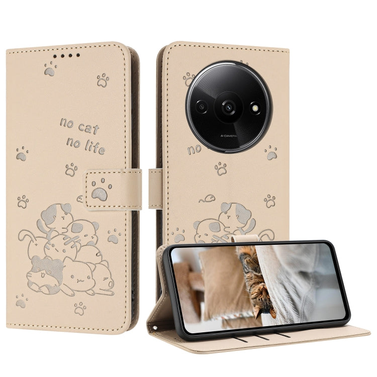 Embossed Kitten Phone Leather Case with Lanyard, For Redmi Turbo 4 / Xiaomi Poco X7 Pro, For Redmi K80 / K80 Pro, For Redmi Note 14 4G 163.25mm, For Redmi Note 14 5G, For Redmi Note 14 Pro 5G, For Redmi 14C 4G, For Redmi 13 4G / 5G / Note 13R 5G       ...