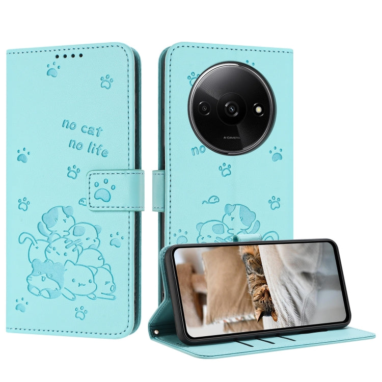 Embossed Kitten Phone Leather Case with Lanyard, For Redmi Turbo 4 / Xiaomi Poco X7 Pro, For Redmi K80 / K80 Pro, For Redmi Note 14 4G 163.25mm, For Redmi Note 14 5G, For Redmi Note 14 Pro 5G, For Redmi 14C 4G, For Redmi 13 4G / 5G / Note 13R 5G       ...