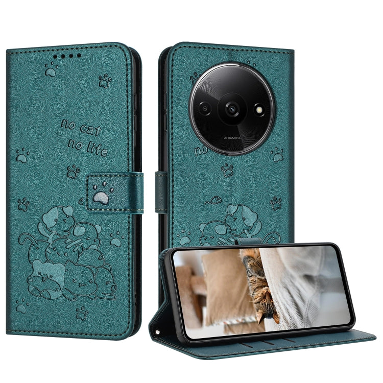 Embossed Kitten Phone Leather Case with Lanyard, For Redmi Turbo 4 / Xiaomi Poco X7 Pro, For Redmi K80 / K80 Pro, For Redmi Note 14 4G 163.25mm, For Redmi Note 14 5G, For Redmi Note 14 Pro 5G, For Redmi 14C 4G, For Redmi 13 4G / 5G / Note 13R 5G       ...