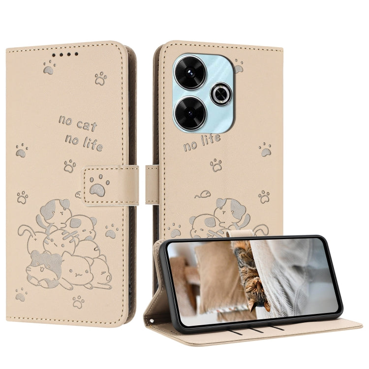 Embossed Kitten Phone Leather Case with Lanyard, For Redmi Turbo 4 / Xiaomi Poco X7 Pro, For Redmi K80 / K80 Pro, For Redmi Note 14 4G 163.25mm, For Redmi Note 14 5G, For Redmi Note 14 Pro 5G, For Redmi 14C 4G, For Redmi 13 4G / 5G / Note 13R 5G       ...