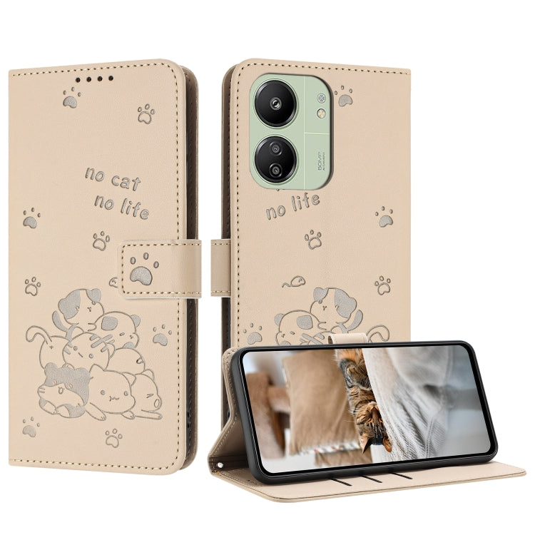 Embossed Kitten Phone Leather Case with Lanyard, For Redmi Turbo 4 / Xiaomi Poco X7 Pro, For Redmi K80 / K80 Pro, For Redmi Note 14 4G 163.25mm, For Redmi Note 14 5G, For Redmi Note 14 Pro 5G, For Redmi 14C 4G, For Redmi 13 4G / 5G / Note 13R 5G       ...