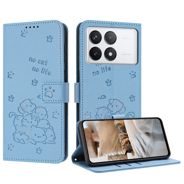 Embossed Kitten Phone Leather Case with Lanyard, For Redmi K70E, For Redmi Note 13 Pro 5G Global, For Redmi Note 13 5G Global, For Redmi Note 13 Pro+ 5G Global, For Redmi K60 Ultra, For Redmi 12 4G / Note 12R, For Redmi Note 12 Turbo                   ...