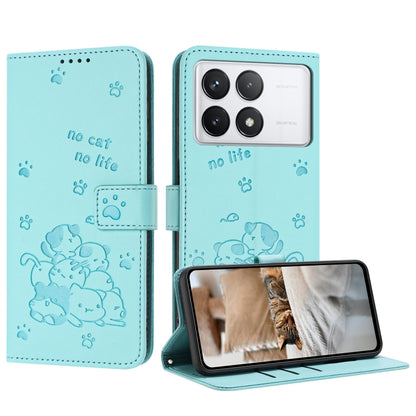 Embossed Kitten Phone Leather Case with Lanyard, For Redmi K70E, For Redmi Note 13 Pro 5G Global, For Redmi Note 13 5G Global, For Redmi Note 13 Pro+ 5G Global, For Redmi K60 Ultra, For Redmi 12 4G / Note 12R, For Redmi Note 12 Turbo                   ...