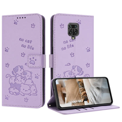 Embossed Kitten Phone Leather Case with Lanyard, For Redmi 10C 4G Global, For Redmi 10 / 10 Prime, For Redmi Note 10 Lite, For Redmi Note 10 5G / Note 10T 5G, For Redmi Note 10 Pro