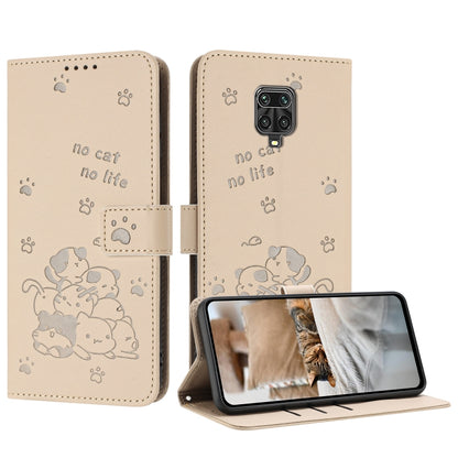 Embossed Kitten Phone Leather Case with Lanyard, For Redmi 10C 4G Global, For Redmi 10 / 10 Prime, For Redmi Note 10 Lite, For Redmi Note 10 5G / Note 10T 5G, For Redmi Note 10 Pro