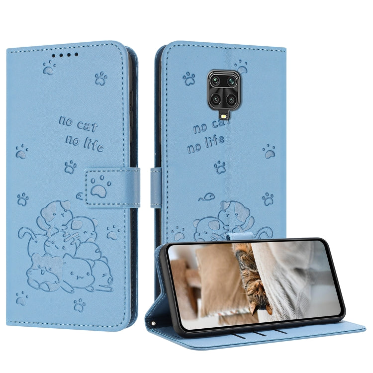 Embossed Kitten Phone Leather Case with Lanyard, For Redmi 10C 4G Global, For Redmi 10 / 10 Prime, For Redmi Note 10 Lite, For Redmi Note 10 5G / Note 10T 5G, For Redmi Note 10 Pro