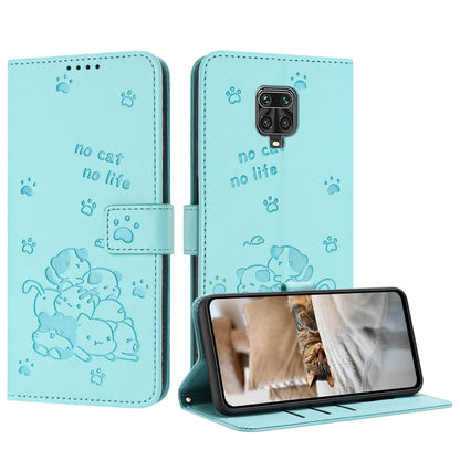 Embossed Kitten Phone Leather Case with Lanyard, For Redmi 10C 4G Global, For Redmi 10 / 10 Prime, For Redmi Note 10 Lite, For Redmi Note 10 5G / Note 10T 5G, For Redmi Note 10 Pro