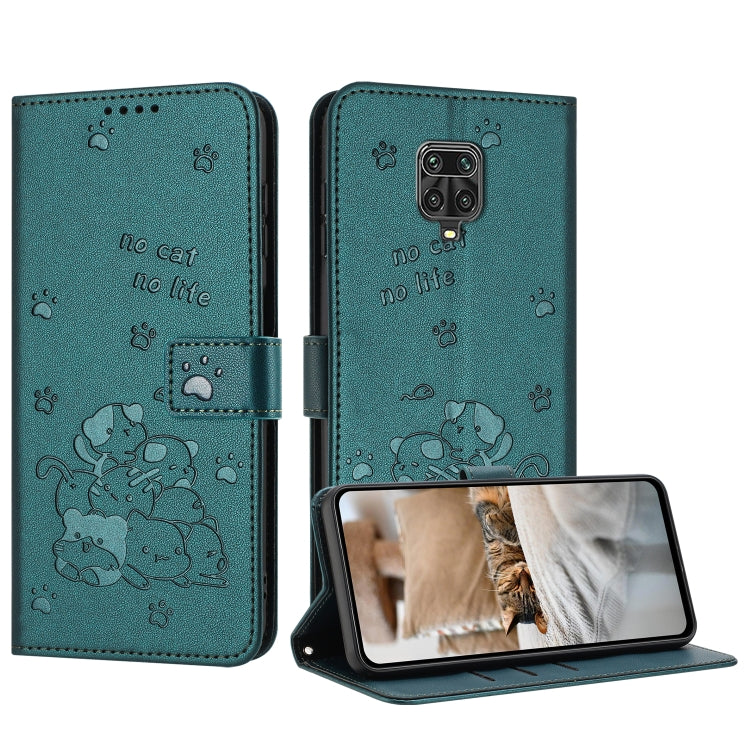Embossed Kitten Phone Leather Case with Lanyard, For Redmi 10C 4G Global, For Redmi 10 / 10 Prime, For Redmi Note 10 Lite, For Redmi Note 10 5G / Note 10T 5G, For Redmi Note 10 Pro