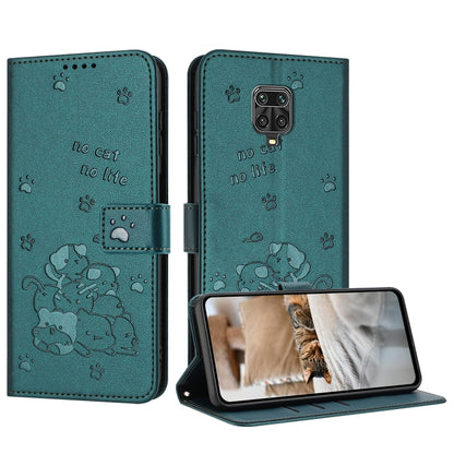 Embossed Kitten Phone Leather Case with Lanyard, For Redmi 10C 4G Global, For Redmi 10 / 10 Prime, For Redmi Note 10 Lite, For Redmi Note 10 5G / Note 10T 5G, For Redmi Note 10 Pro