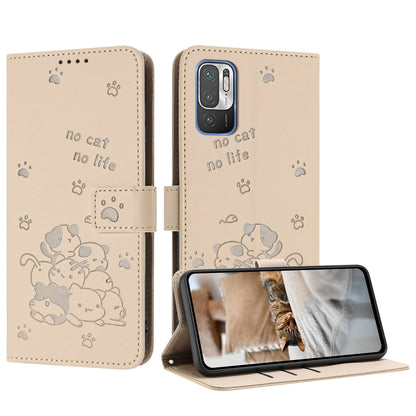 Embossed Kitten Phone Leather Case with Lanyard, For Redmi 10C 4G Global, For Redmi 10 / 10 Prime, For Redmi Note 10 Lite, For Redmi Note 10 5G / Note 10T 5G, For Redmi Note 10 Pro