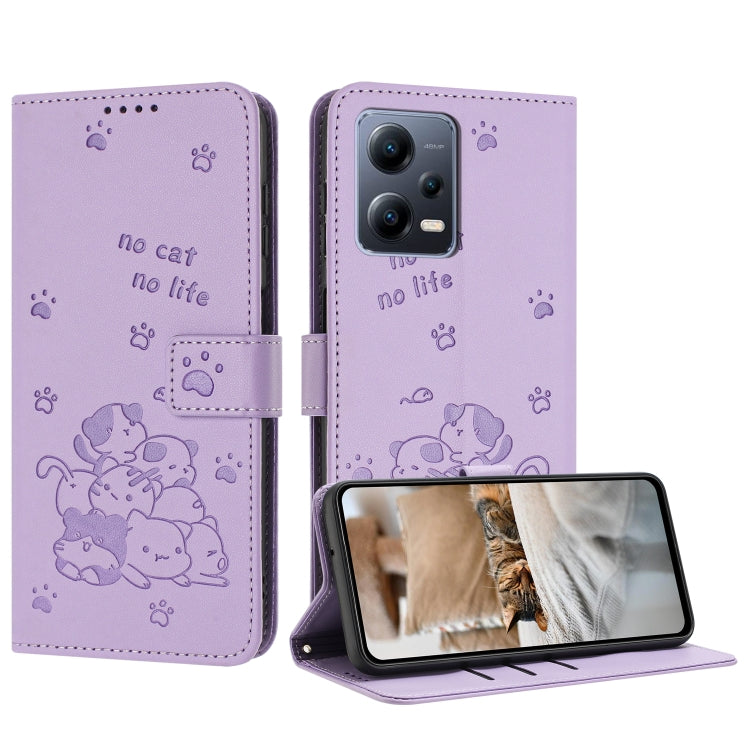 Embossed Kitten Phone Leather Case with Lanyard, For Redmi K60 Ultra, For Redmi 12 4G / Note 12R, For Redmi Note 12 Turbo, For Redmi Note 12S 4G Global, For Redmi Note 12 Pro 4G, For Redmi Note 12 4G Global, For Redmi 11A 4G Global                     ...