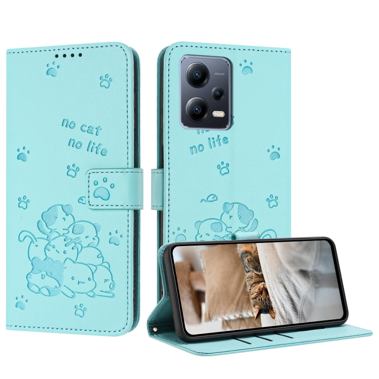 Embossed Kitten Phone Leather Case with Lanyard, For Redmi K60 Ultra, For Redmi 12 4G / Note 12R, For Redmi Note 12 Turbo, For Redmi Note 12S 4G Global, For Redmi Note 12 Pro 4G, For Redmi Note 12 4G Global, For Redmi 11A 4G Global                     ...