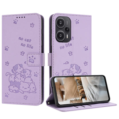 Embossed Kitten Phone Leather Case with Lanyard, For Redmi K60 Ultra, For Redmi 12 4G / Note 12R, For Redmi Note 12 Turbo, For Redmi Note 12S 4G Global, For Redmi Note 12 Pro 4G, For Redmi Note 12 4G Global, For Redmi 11A 4G Global                     ...