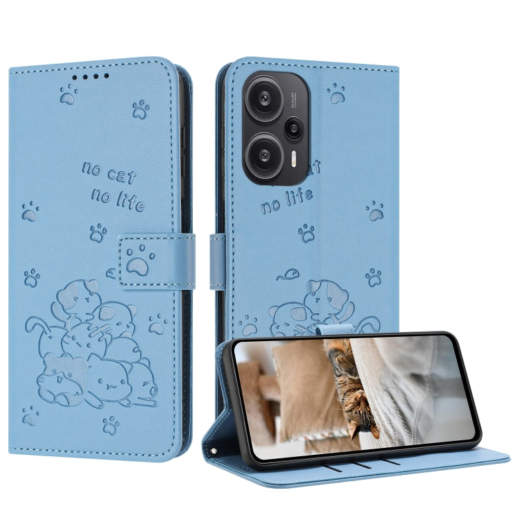 Embossed Kitten Phone Leather Case with Lanyard, For Redmi K60 Ultra, For Redmi 12 4G / Note 12R, For Redmi Note 12 Turbo, For Redmi Note 12S 4G Global, For Redmi Note 12 Pro 4G, For Redmi Note 12 4G Global, For Redmi 11A 4G Global                     ...