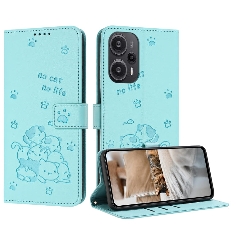Embossed Kitten Phone Leather Case with Lanyard, For Redmi K60 Ultra, For Redmi 12 4G / Note 12R, For Redmi Note 12 Turbo, For Redmi Note 12S 4G Global, For Redmi Note 12 Pro 4G, For Redmi Note 12 4G Global, For Redmi 11A 4G Global                     ...