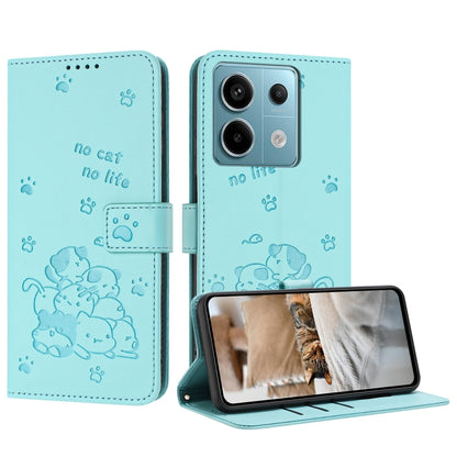 Embossed Kitten Phone Leather Case with Lanyard, For Redmi K70E, For Redmi Note 13 Pro 5G Global, For Redmi Note 13 5G Global, For Redmi Note 13 Pro+ 5G Global, For Redmi K60 Ultra, For Redmi 12 4G / Note 12R, For Redmi Note 12 Turbo                   ...
