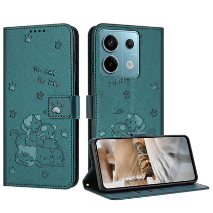 Embossed Kitten Phone Leather Case with Lanyard, For Redmi K70E, For Redmi Note 13 Pro 5G Global, For Redmi Note 13 5G Global, For Redmi Note 13 Pro+ 5G Global, For Redmi K60 Ultra, For Redmi 12 4G / Note 12R, For Redmi Note 12 Turbo                   ...