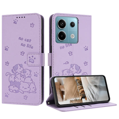 Embossed Kitten Phone Leather Case with Lanyard, For Redmi K70E, For Redmi Note 13 Pro 5G Global, For Redmi Note 13 5G Global, For Redmi Note 13 Pro+ 5G Global, For Redmi K60 Ultra, For Redmi 12 4G / Note 12R, For Redmi Note 12 Turbo                   ...