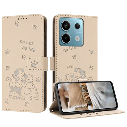 Embossed Kitten Phone Leather Case with Lanyard, For Redmi K70E, For Redmi Note 13 Pro 5G Global, For Redmi Note 13 5G Global, For Redmi Note 13 Pro+ 5G Global, For Redmi K60 Ultra, For Redmi 12 4G / Note 12R, For Redmi Note 12 Turbo                   ...