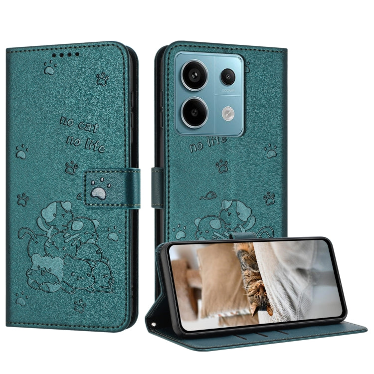 Embossed Kitten Phone Leather Case with Lanyard, For Redmi K70E, For Redmi Note 13 Pro 5G Global, For Redmi Note 13 5G Global, For Redmi Note 13 Pro+ 5G Global, For Redmi K60 Ultra, For Redmi 12 4G / Note 12R, For Redmi Note 12 Turbo                   ...