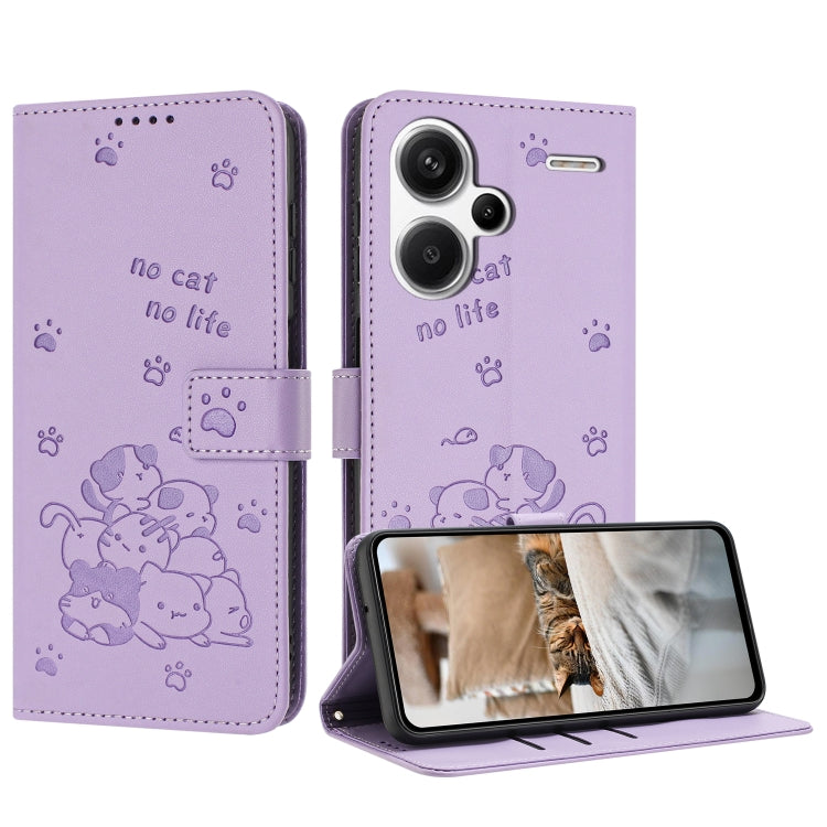 Embossed Kitten Phone Leather Case with Lanyard, For Redmi K70E, For Redmi Note 13 Pro 5G Global, For Redmi Note 13 5G Global, For Redmi Note 13 Pro+ 5G Global, For Redmi K60 Ultra, For Redmi 12 4G / Note 12R, For Redmi Note 12 Turbo                   ...