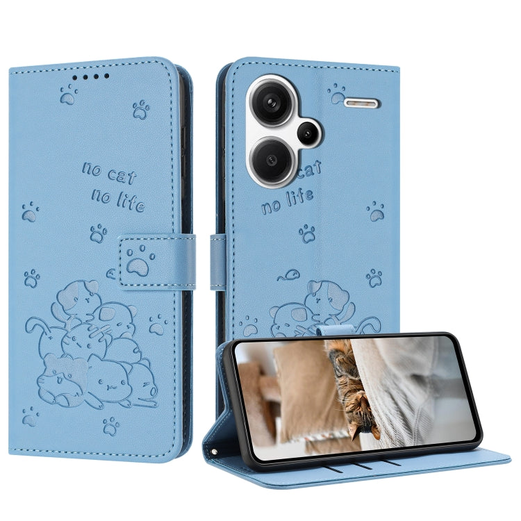 Embossed Kitten Phone Leather Case with Lanyard, For Redmi K70E, For Redmi Note 13 Pro 5G Global, For Redmi Note 13 5G Global, For Redmi Note 13 Pro+ 5G Global, For Redmi K60 Ultra, For Redmi 12 4G / Note 12R, For Redmi Note 12 Turbo                   ...