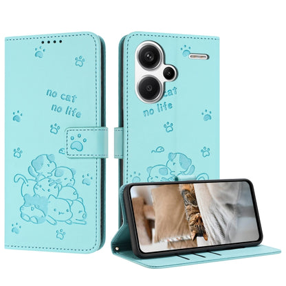 Embossed Kitten Phone Leather Case with Lanyard, For Redmi K70E, For Redmi Note 13 Pro 5G Global, For Redmi Note 13 5G Global, For Redmi Note 13 Pro+ 5G Global, For Redmi K60 Ultra, For Redmi 12 4G / Note 12R, For Redmi Note 12 Turbo                   ...