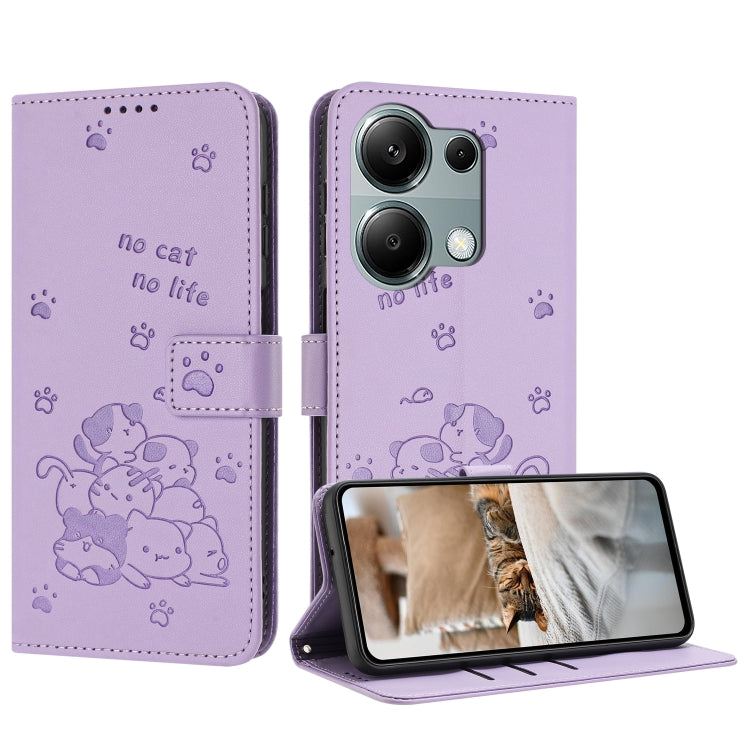 Embossed Kitten Phone Leather Case with Lanyard, For Redmi Turbo 4 / Xiaomi Poco X7 Pro, For Redmi K80 / K80 Pro, For Redmi Note 14 4G 163.25mm, For Redmi Note 14 5G, For Redmi Note 14 Pro 5G, For Redmi 14C 4G, For Redmi 13 4G / 5G / Note 13R 5G       ...
