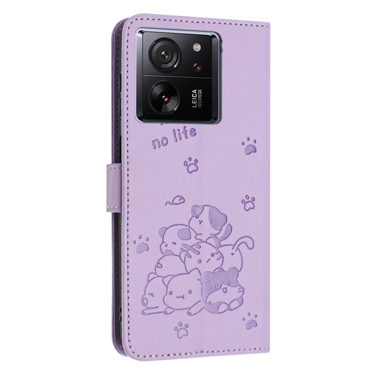 Embossed Kitten Phone Leather Case with Lanyard, For Redmi K60 Ultra, For Redmi 12 4G / Note 12R, For Redmi Note 12 Turbo, For Redmi Note 12S 4G Global, For Redmi Note 12 Pro 4G, For Redmi Note 12 4G Global, For Redmi 11A 4G Global                     ...