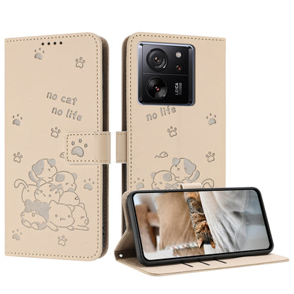 Embossed Kitten Phone Leather Case with Lanyard, For Redmi K60 Ultra, For Redmi 12 4G / Note 12R, For Redmi Note 12 Turbo, For Redmi Note 12S 4G Global, For Redmi Note 12 Pro 4G, For Redmi Note 12 4G Global, For Redmi 11A 4G Global                     ...