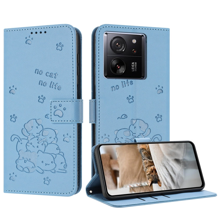 Embossed Kitten Phone Leather Case with Lanyard, For Redmi K60 Ultra, For Redmi 12 4G / Note 12R, For Redmi Note 12 Turbo, For Redmi Note 12S 4G Global, For Redmi Note 12 Pro 4G, For Redmi Note 12 4G Global, For Redmi 11A 4G Global                     ...
