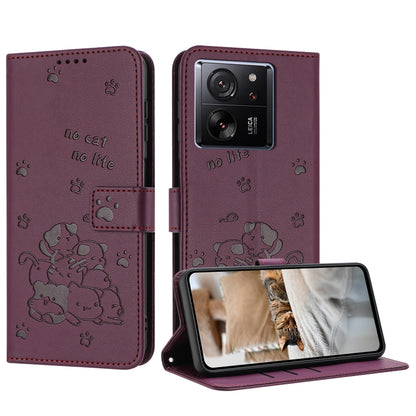 Embossed Kitten Phone Leather Case with Lanyard, For Redmi K60 Ultra, For Redmi 12 4G / Note 12R, For Redmi Note 12 Turbo, For Redmi Note 12S 4G Global, For Redmi Note 12 Pro 4G, For Redmi Note 12 4G Global, For Redmi 11A 4G Global                     ...