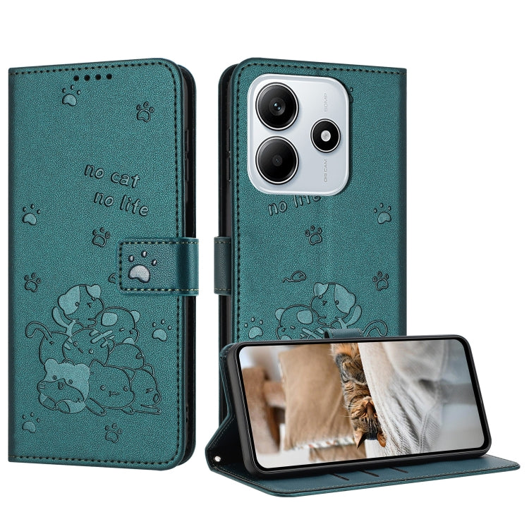 Embossed Kitten Phone Leather Case with Lanyard, For Redmi Turbo 4 / Xiaomi Poco X7 Pro, For Redmi K80 / K80 Pro, For Redmi Note 14 4G 163.25mm, For Redmi Note 14 5G, For Redmi Note 14 Pro 5G, For Redmi 14C 4G, For Redmi 13 4G / 5G / Note 13R 5G       ...