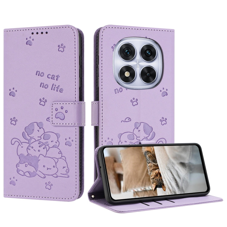 Embossed Kitten Phone Leather Case with Lanyard, For Redmi Turbo 4 / Xiaomi Poco X7 Pro, For Redmi K80 / K80 Pro, For Redmi Note 14 4G 163.25mm, For Redmi Note 14 5G, For Redmi Note 14 Pro 5G, For Redmi 14C 4G, For Redmi 13 4G / 5G / Note 13R 5G       ...