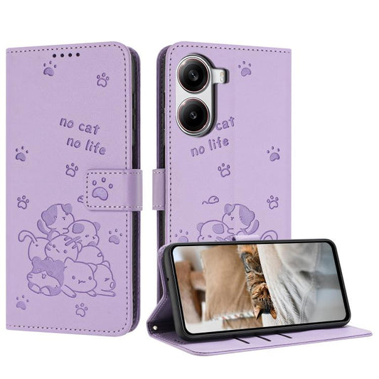 Embossed Kitten Phone Leather Case with Lanyard, For Redmi Turbo 4 / Xiaomi Poco X7 Pro, For Redmi K80 / K80 Pro, For Redmi Note 14 4G 163.25mm, For Redmi Note 14 5G, For Redmi Note 14 Pro 5G, For Redmi 14C 4G, For Redmi 13 4G / 5G / Note 13R 5G       ...