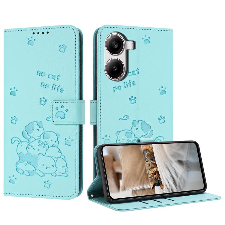 Embossed Kitten Phone Leather Case with Lanyard, For Redmi Turbo 4 / Xiaomi Poco X7 Pro, For Redmi K80 / K80 Pro, For Redmi Note 14 4G 163.25mm, For Redmi Note 14 5G, For Redmi Note 14 Pro 5G, For Redmi 14C 4G, For Redmi 13 4G / 5G / Note 13R 5G       ...