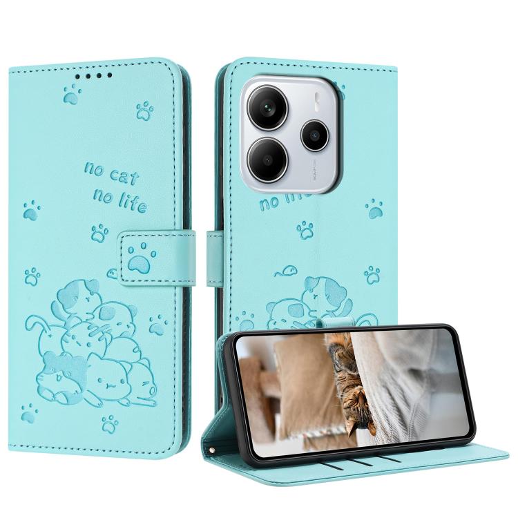 Embossed Kitten Phone Leather Case with Lanyard, For Redmi 15 5G / 4G EU 171mm, For Redmi 15C 5G / 4G Global 171mm, For Redmi A5 4G 171.7mm / Poco C71, For Redmi Note 14 4G 164.84mm, For Redmi Turbo 4 / Xiaomi Poco X7 Pro, For Redmi K80 / K80 Pro      ...