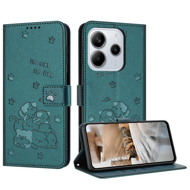 Embossed Kitten Phone Leather Case with Lanyard, For Redmi 15 5G / 4G EU 171mm, For Redmi 15C 5G / 4G Global 171mm, For Redmi A5 4G 171.7mm / Poco C71, For Redmi Note 14 4G 164.84mm, For Redmi Turbo 4 / Xiaomi Poco X7 Pro, For Redmi K80 / K80 Pro      ...