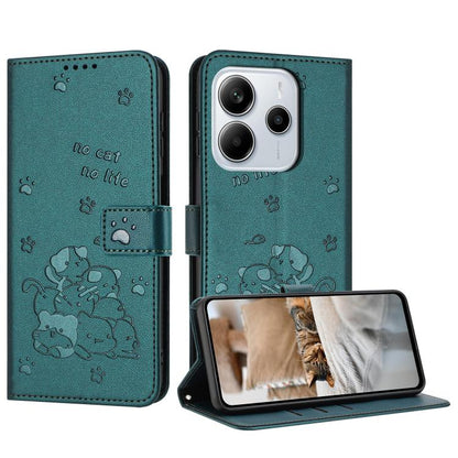 Embossed Kitten Phone Leather Case with Lanyard, For Redmi 15 5G / 4G EU 171mm, For Redmi 15C 5G / 4G Global 171mm, For Redmi A5 4G 171.7mm / Poco C71, For Redmi Note 14 4G 164.84mm, For Redmi Turbo 4 / Xiaomi Poco X7 Pro, For Redmi K80 / K80 Pro      ...