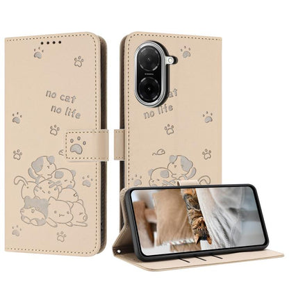 Embossed Kitten Phone Leather Case with Lanyard, For Redmi 15 5G / 4G EU 171mm, For Redmi 15C 5G / 4G Global 171mm, For Redmi A5 4G 171.7mm / Poco C71, For Redmi Note 14 4G 164.84mm, For Redmi Turbo 4 / Xiaomi Poco X7 Pro, For Redmi K80 / K80 Pro      ...