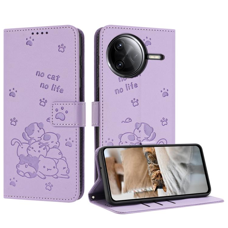 Embossed Kitten Phone Leather Case with Lanyard, For Redmi Turbo 4 / Xiaomi Poco X7 Pro, For Redmi K80 / K80 Pro, For Redmi Note 14 4G 163.25mm, For Redmi Note 14 5G, For Redmi Note 14 Pro 5G, For Redmi 14C 4G, For Redmi 13 4G / 5G / Note 13R 5G       ...