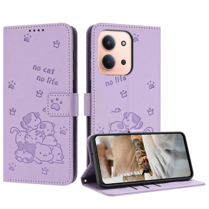 Embossed Kitten Phone Leather Case with Lanyard, For Redmi 15 5G / 4G EU 171mm, For Redmi 15C 5G / 4G Global 171mm, For Redmi A5 4G 171.7mm / Poco C71, For Redmi Note 14 4G 164.84mm, For Redmi Turbo 4 / Xiaomi Poco X7 Pro, For Redmi K80 / K80 Pro      ...
