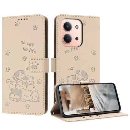 Embossed Kitten Phone Leather Case with Lanyard, For Redmi 15 5G / 4G EU 171mm, For Redmi 15C 5G / 4G Global 171mm, For Redmi A5 4G 171.7mm / Poco C71, For Redmi Note 14 4G 164.84mm, For Redmi Turbo 4 / Xiaomi Poco X7 Pro, For Redmi K80 / K80 Pro      ...