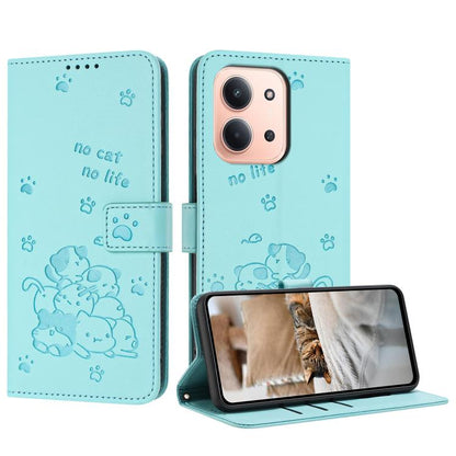 Embossed Kitten Phone Leather Case with Lanyard, For Redmi 15 5G / 4G EU 171mm, For Redmi 15C 5G / 4G Global 171mm, For Redmi A5 4G 171.7mm / Poco C71, For Redmi Note 14 4G 164.84mm, For Redmi Turbo 4 / Xiaomi Poco X7 Pro, For Redmi K80 / K80 Pro      ...