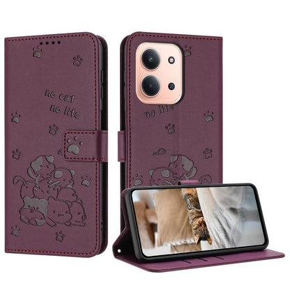 Embossed Kitten Phone Leather Case with Lanyard, For Redmi 15 5G / 4G EU 171mm, For Redmi 15C 5G / 4G Global 171mm, For Redmi A5 4G 171.7mm / Poco C71, For Redmi Note 14 4G 164.84mm, For Redmi Turbo 4 / Xiaomi Poco X7 Pro, For Redmi K80 / K80 Pro      ...
