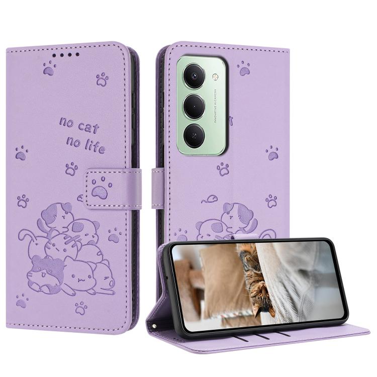 Embossed Kitten Phone Leather Case with Lanyard, For Redmi 15 5G / 4G EU 171mm, For Redmi 15C 5G / 4G Global 171mm, For Redmi A5 4G 171.7mm / Poco C71, For Redmi Note 14 4G 164.84mm, For Redmi Turbo 4 / Xiaomi Poco X7 Pro, For Redmi K80 / K80 Pro      ...