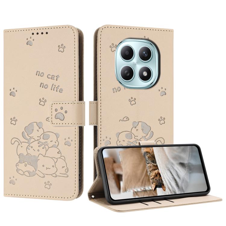 Embossed Kitten Phone Leather Case with Lanyard, For Redmi 15a 5G, For Redmi A7 Pro 4G 171mm, For Redmi Turbo 5 Max / Poco X8 Pro Max, For Redmi Turbo 5 / Poco X8 Pro 5G, For Redmi Note 15 Pro+ 5G Global 163.3mm, For Redmi Note 15 5G / 4G Global 164mm ...